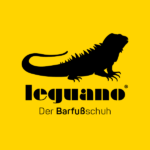 Logo leguano Der Barfußschuh in Schwarz auf Gelb